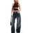 Bershka Petite Baggy Wide Leg Jeans - Mid Wash Blue