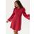 Happy Holly 3D Floral Sleeve Short Dress - Red