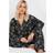 Yours Curve Heart Print Pyjama Set - Black