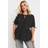 Yours Curve Tie Front Peplum Top - Black