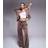 Juicy Couture Velour Wide Leg Joggers - Latte Brown