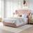 Safina Pink Velvet Double Ottoman Bed Headboard