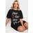 Yours Curve Dear Bed Slogan Sleep Tee Nightdress - Black