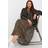 Yours Gesmoktes Kleid Mit Leoprint - Braun