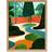 Wee Blue Coo Midcentury Style Garden Abstract Jungle Light Brown Framed Art 33x43cm