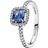 Pandora Sparkling Square Halo Ring - Silver/Blue/Transparent