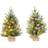 Homcom 2 Pieces Prelit Artificial Tabletop LED Light 2 ft Green Christmas Tree 60cm