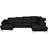 Ebern Designs Natron Leather Corner U-form Sectional With Sleeping Function Black Sofa 346cm 4 Seater