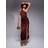 ASOS DESIGN One Shoulder Satin Ruched Midi Dress - Chocolate Brown