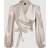 Shein Apricot Wrap-Around Tie-Up Bow Batwing Sleeve Blouse - Women's