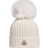 Moncler Girl's Wool Beanie With Pompom - Snow White