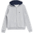 Lacoste Kid's Zippered Fleece Sweatshirt Hoddie - Heather Wall/Navy Blue