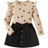 Shein Young Girl Heart Print Ruffle Trim Tee & Bow Front Skirt
