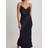 NA-KD Waterfall Midi Slip Dress - Sort