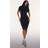 PrettyLittleThing Ribbed Short Sleeve Crew Neck Midi Dress - Black