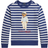 Polo Ralph Lauren Boy's Striped Polo Bear Fleece Sweatshirt - Light Navy Hmngway