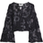 River Island Long Sleeve Sheer Floral Crop Top - Black