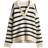 H&M Fine Knit Collared Jumper - Cream/Striped