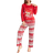 Shein CoupledUp Cute Christmas Elk Print Long Sleeve Top & Pants Women Pajama Set