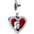 Pandora Heart & Keyhole Double Dangle Charm - Silver/Red/Transparent