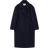 Stradivarius Long Double Breasted Coat - Navy Blue