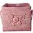 Rice Raffia Square Basket with Flower Embroidery - Pink Korg
