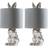 ValueLights Pair of Modern Chrome Ceramic Rabbit Hare Lamps One Size Table Lamp