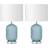 First Choice lighting Set of 2 Turquoise Ribbed Glass Lamps Table Lamp 2pcs