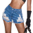 Shein Rave Y2K Street High Stretch Slant Pocket Frayed Cut Out Ripped Raw Hem Denim Daily Casual Skinny Mini Shorts