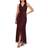 Adrianna Papell Metallic Mesh Faux Wrap Gown with Ruffle Accents - Burgundy Gold