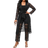 Shein Lady Black Lace Open-Front Long Jacket With Waist Belt & Lace Wide-Leg Pants Set