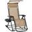OutSunny Garden Rocking Chair Folding Recliner Outdoor Adjustable Sun Lounger Rocker Zero-gravity Seat With Headrest Side Holder Patio Deck - Beige