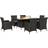 OutSunny Rattan with Fire Pit Table and Armchairs Patio Dining Set