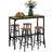 Homcom Industrial Kitchen Bar Narrow Table 4 Stools Black Metal Frame Dining Set