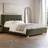 Flair Double Khaki Velvet Cushioned Headboard Ottoman - Green Frame Bed