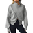Shein Tropiluxe Women's Thermal Lined High Neck Lantern Sleeve Zip Up Sweatshirt Jacket, Warm And Stylish Design