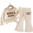 Shein Mama's Mini Baby Girl Casual Simple Letter Pattern Loose Knitted Soft Sweatsuit Set For Autumn And Winter