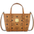 MCM Toni Top Zip Shopper In Visetos X Mini - Cognac