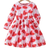 Shein Little Girls 1 Piece Girl Dress with Heart Print, Long Sleeve, Round Neck, A-line, Elastic Waist, Fitted, Suitable for Valentine's Day Party, Spring/Autumn