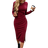 Shein Lune Women's Casual Christmas/Valentine's Day Red Heart Pattern Split Twist Long Sleeve Bodycon Midi Dress Plaid Women Skirts