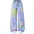 Shein Tween Girl Graffiti Distressed Wide-Leg Jeans, Loose & Cute Straight Leg Pants