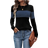 Shein Lune Women Contrast Color Crew Neck Long Sleeve Ribbed Casual T-Shirt, Spring & Summer Graphic Tees Women Tops For Spring Outfit