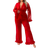 Shein Plus Size Women Heart Jacquard Mesh Flare Sleeve Top And Trousers Pajama Set