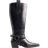 NA-KD Leather Buckle Detail Cowboy Boots - Sort