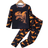 Shein Toddler Boys Comfortable Cartoon Dinosaur Luminous Long Sleeve Long Pants Pajama Set Glows Under Purple Light