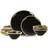 STONE LAIN Akoya 12-Piece Dinnerware Porcelain Black/Gold Dinner Set 12pcs