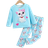 Shein Young Girl Comfortable Cartoon Cat Print Long Sleeve Pajamas Loungewear Glows Under UV Light