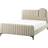 Beliani Boucle Double Size Tufted Headboard 4ft6 Metal Legs Slatted Base Beige Lunan Frame Bed