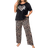 Shein Plus Leopard Butterfly Heart Print Short Sleeve Pajama Set