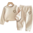 Shein Cute Hand Painted Heart Pattern Pullover Sweatshirt Set - Beige